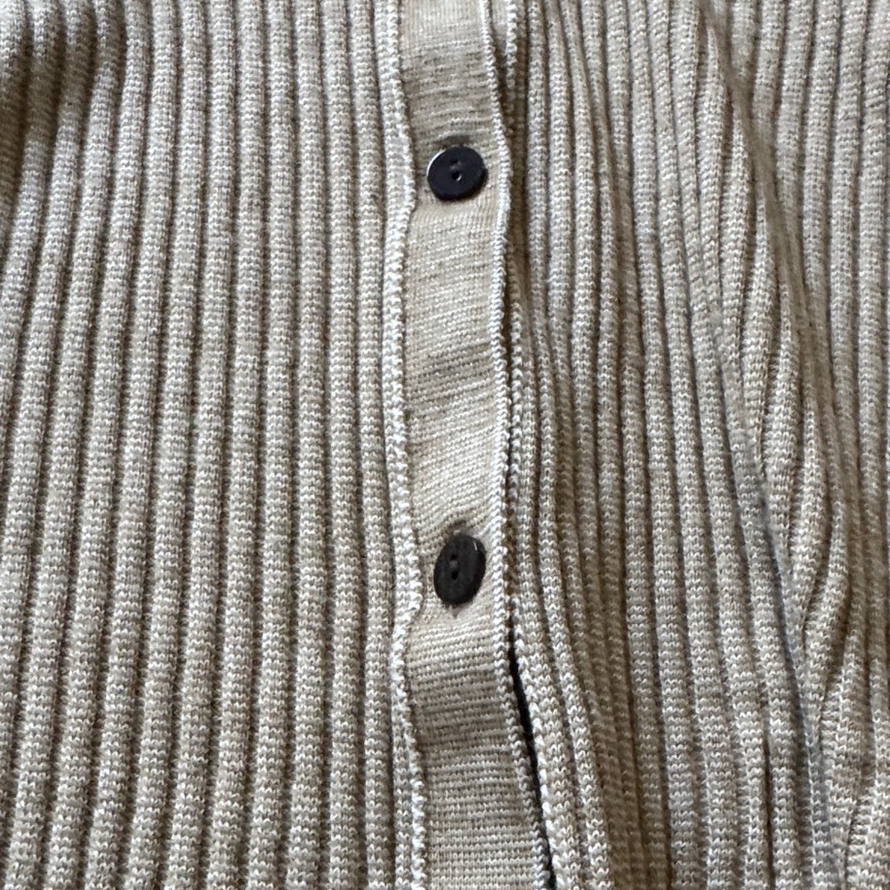 Theory Tan Ribbed Button-Up Cardigan - Picture 3 of 4